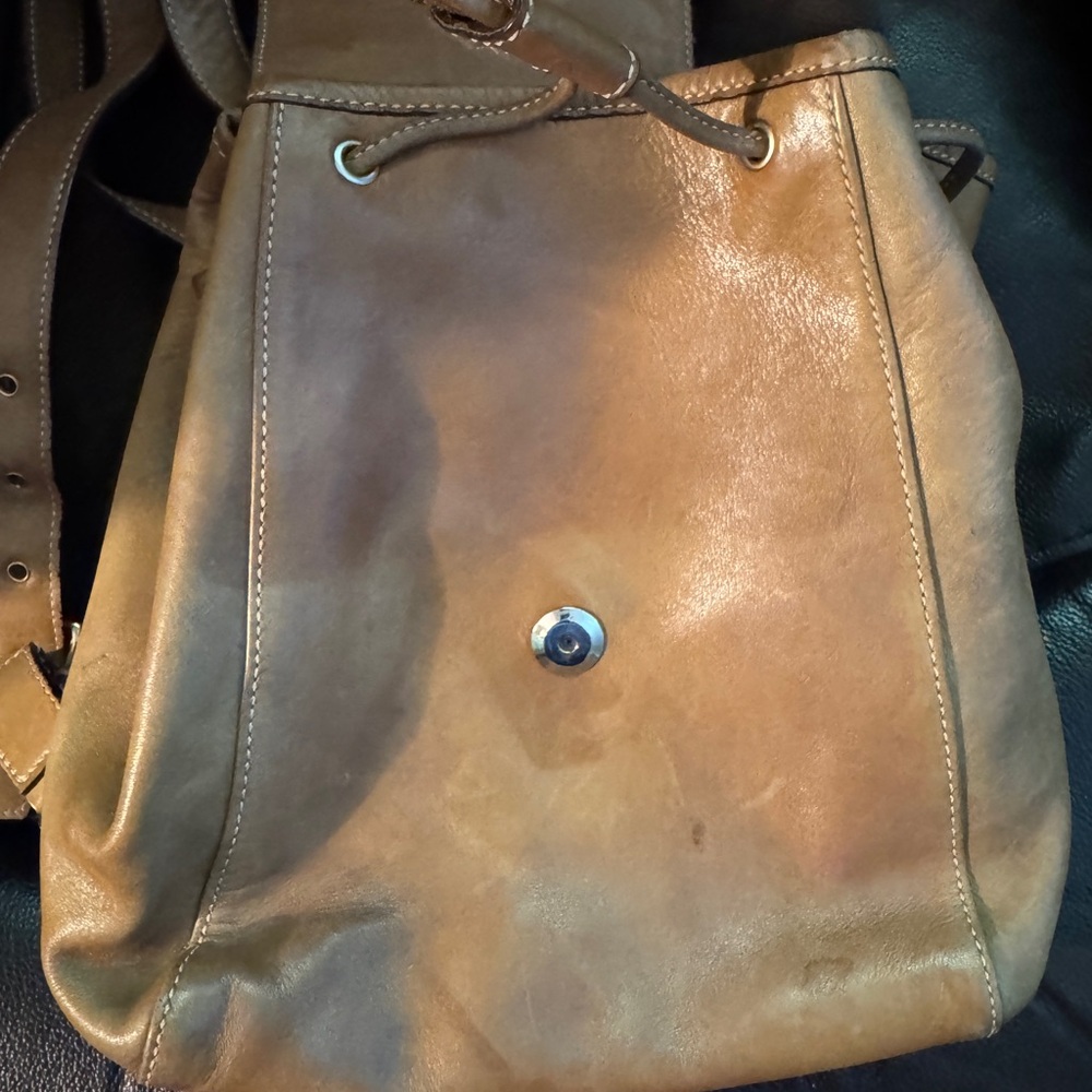 COACH Vintage Light Tan Leather Legacy Drawstring Backpack Bag 9569 small - Picture 4 of 16
